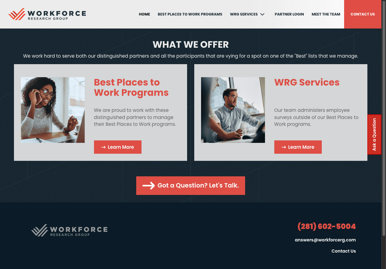 WRG website screenshot