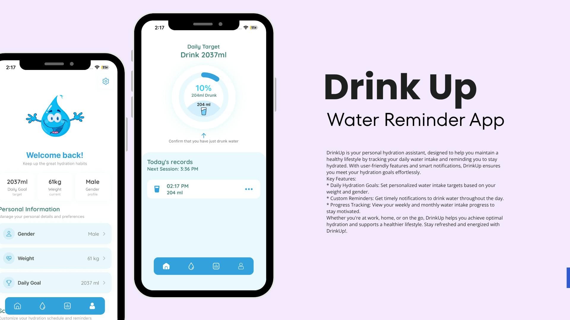 DrinkUp - Water Reminder App